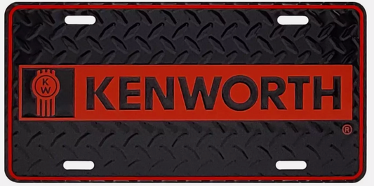 Black Aluminum Diamond License Plate Red Logo