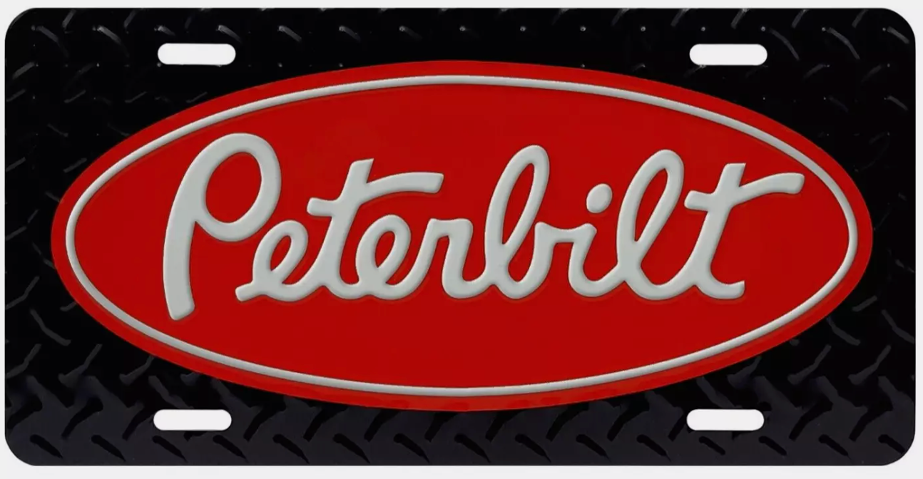 Black Aluminum Diamond License Plate Red Logo