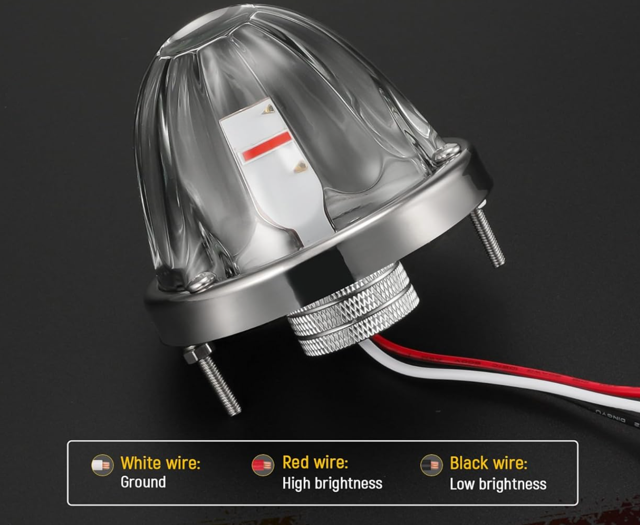 Glass Watermelon white lens,X3 LED bulb &;Red ,Single color