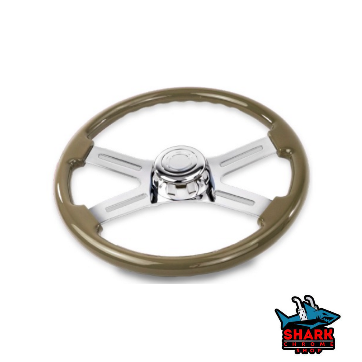 4 SPOKE BRONZE DESIGN WOOD STEERING WHEEL WITH HUB