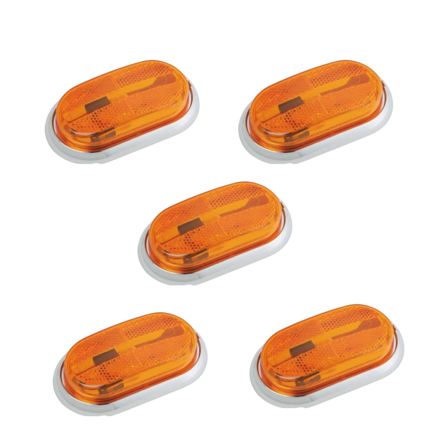 Oblong Clearance / Side Marker Light w/ Reflex 5 PACK FREE SHIPPING !!
