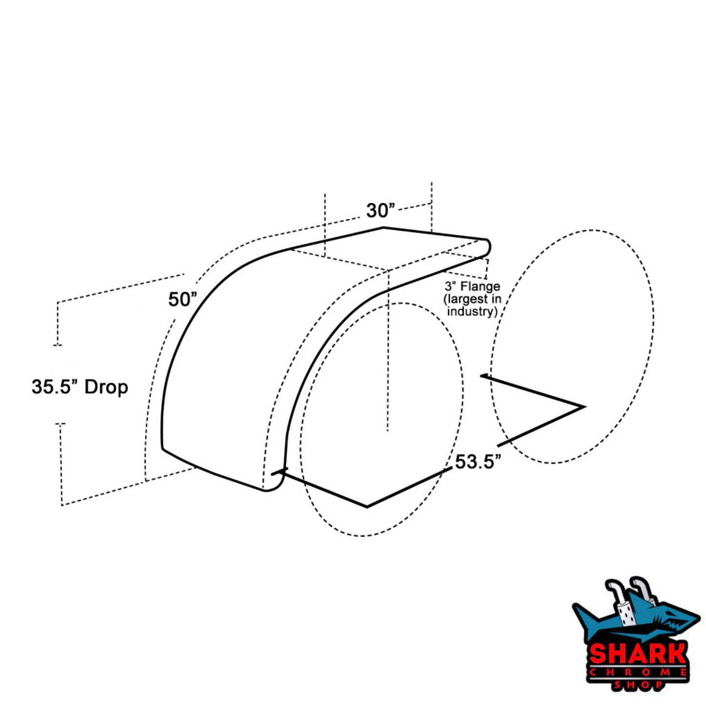 80" Stainless Steel Half Tandem Fender Pair 14G 430SS