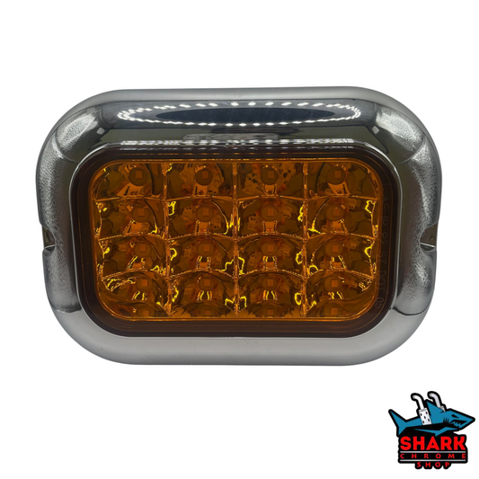 Oval LED Stop/Tail/Turn Amber Light W/Grommet ,Plugs & Chrome Bezel
