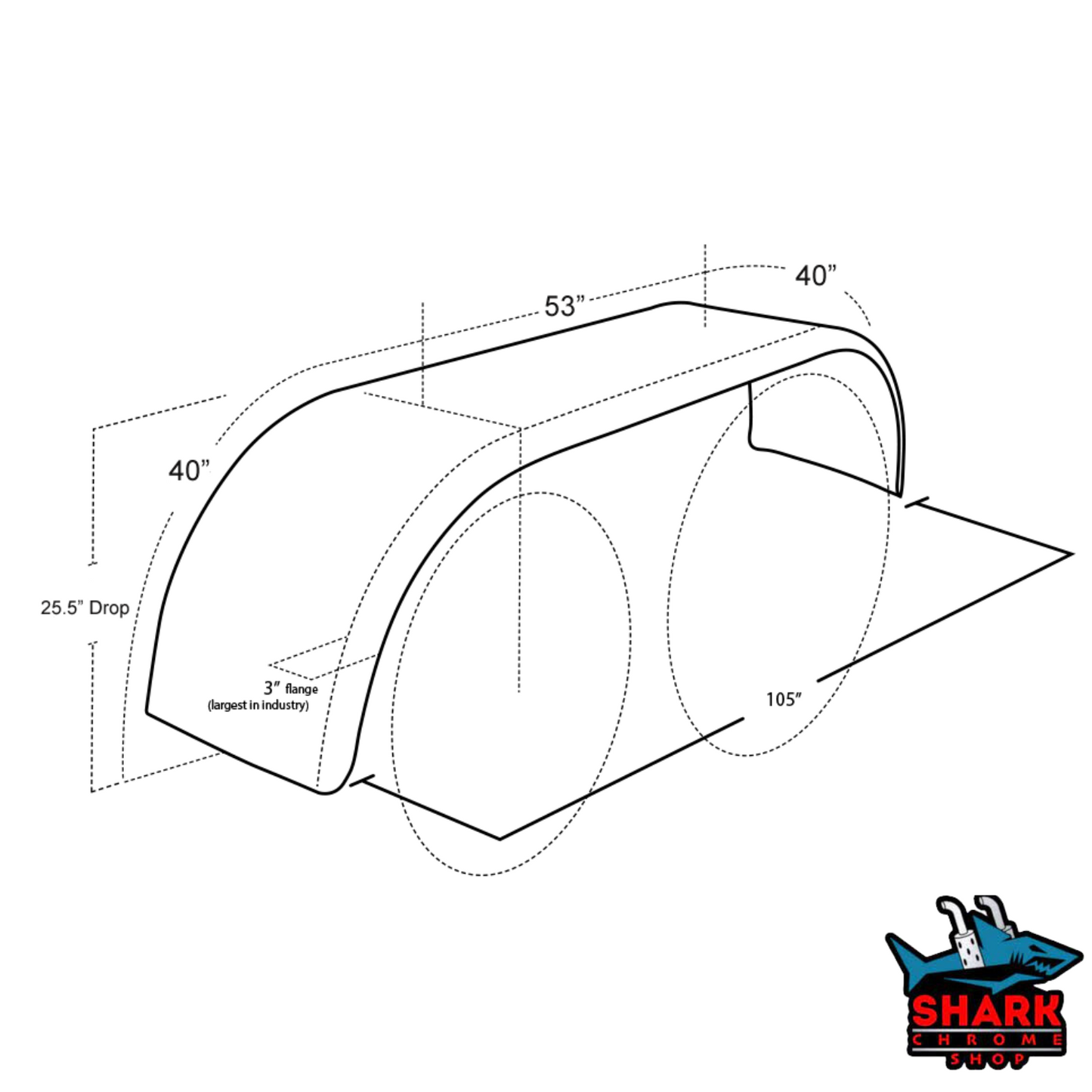 Stainless Steel Full Tandem Fender Pair 105" Tip to Tip