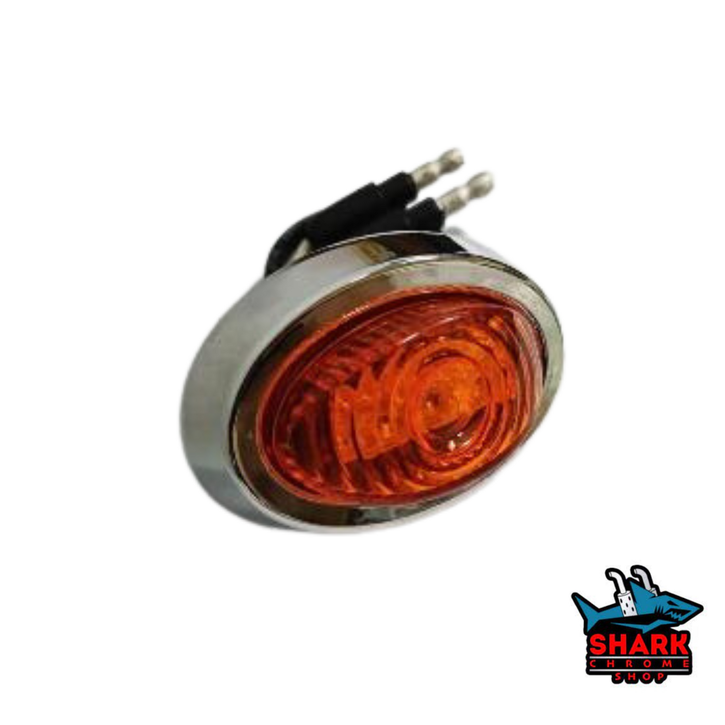 Amber Oval 3/4" Pin Light W/Grommet, Bezel, Plug mini light