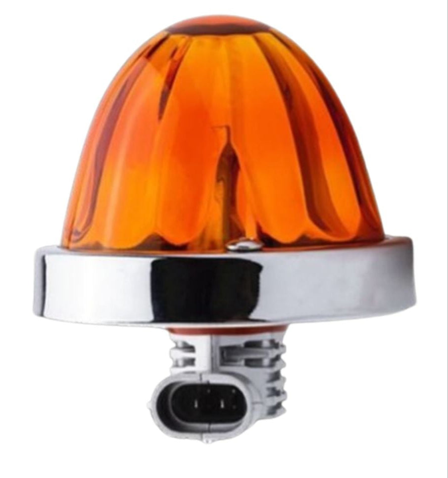 Glass Watermelon white lens,H11 LED bulb Amber,Single color,base metal chrome