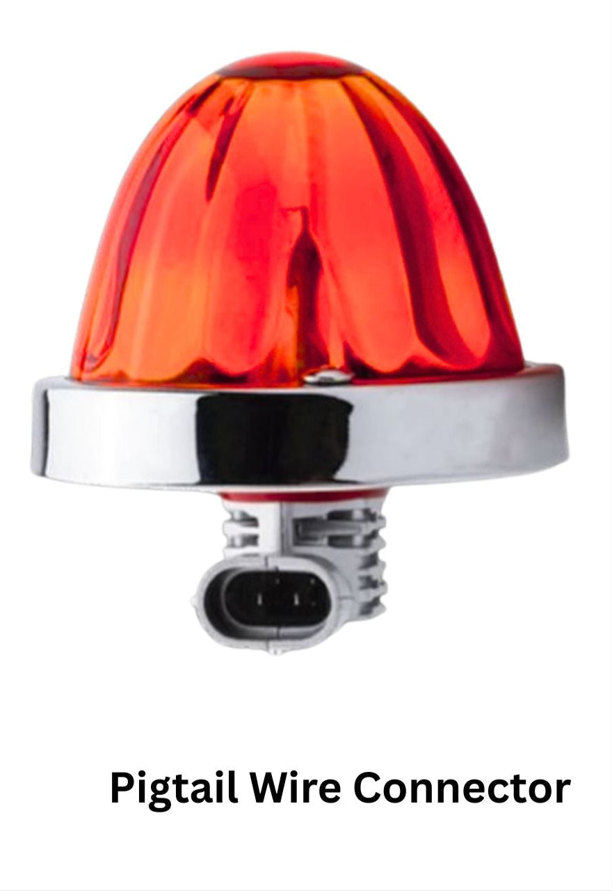 Glass Watermelon white lens,H11 LED bulb Red ,Single color,base metal chrome