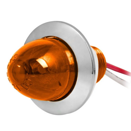 1″ Mini Push/Screw Watermelon LED Light with Chrome Plastic Bezel AMBER/AMBER