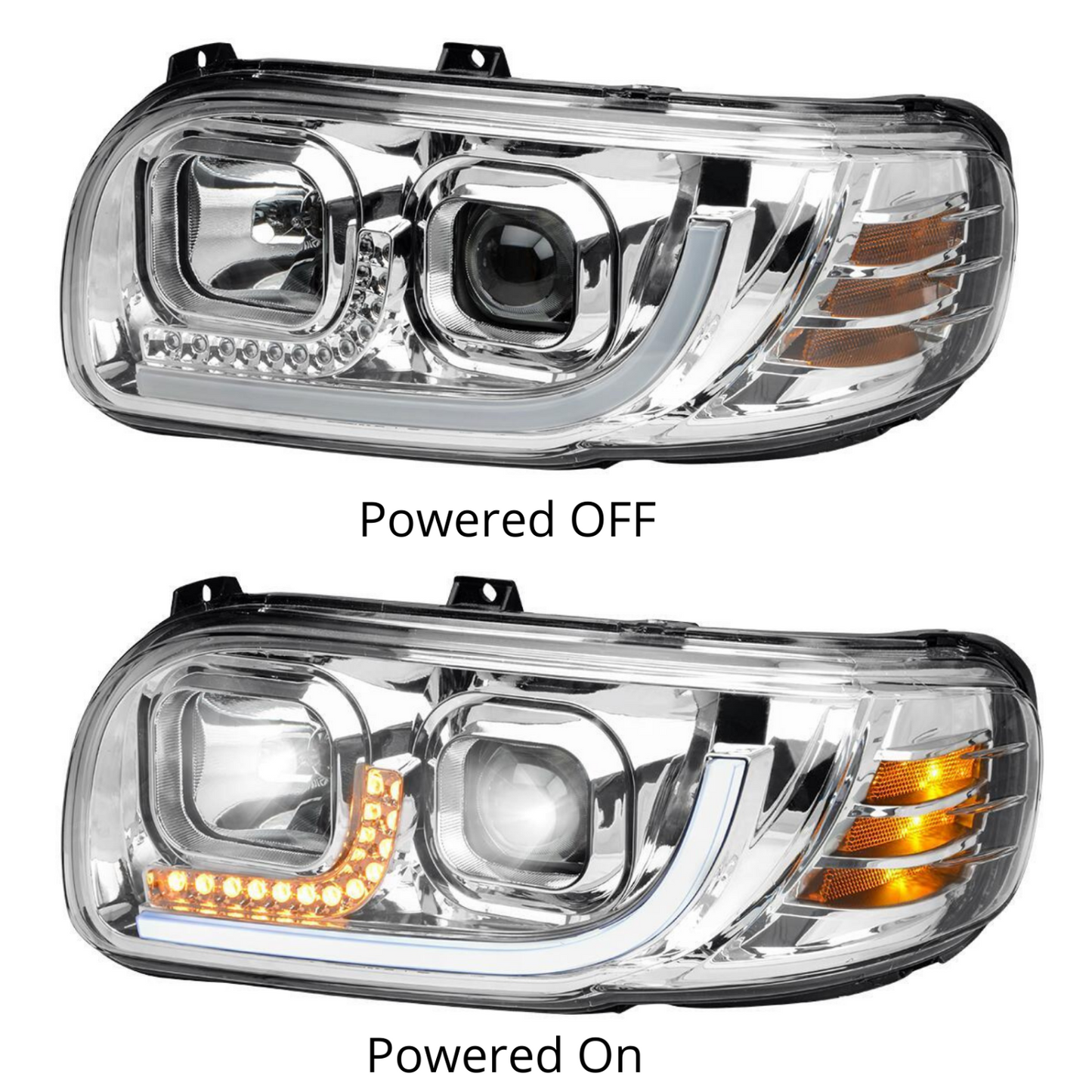 Peterbilt 388/389 LED Headlight In Chrome