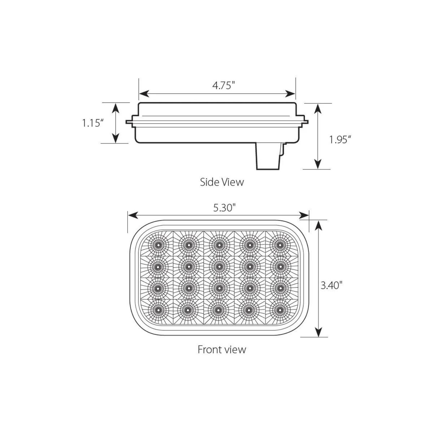 Rectangular High Profile 20 LED Spyder Light in Red