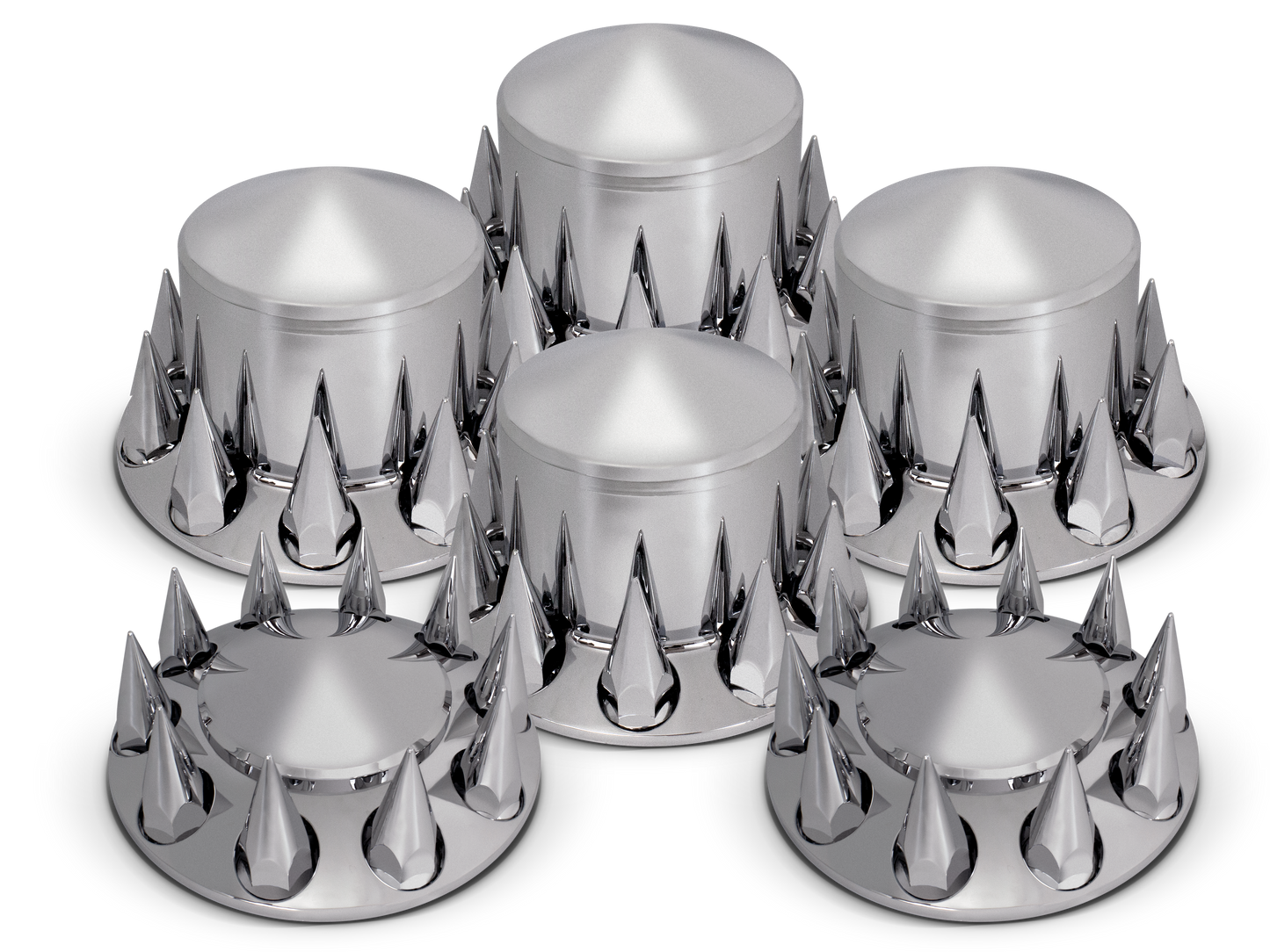 Complete Chrome Axle Cover Kit with Standard Lug Nut Covers SET POINTED PUSH