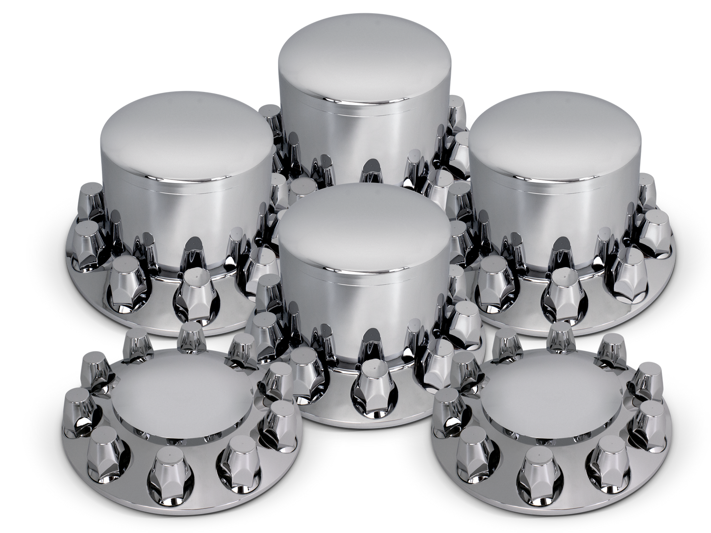Complete Chrome Axle Cover Kit with 1-1/2 Lug Nut Covers SET ROUND PUSH 