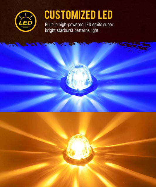 Clear Glass Waterproof Watermelon,X3 LED Amber/Blue Dual color Included