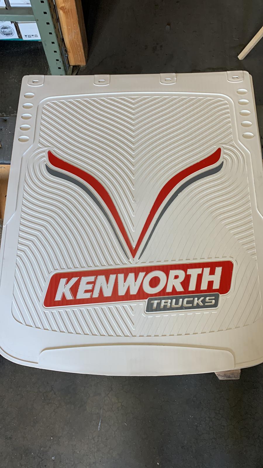 Textured Mud Flaps In White With Kenworth V Curve