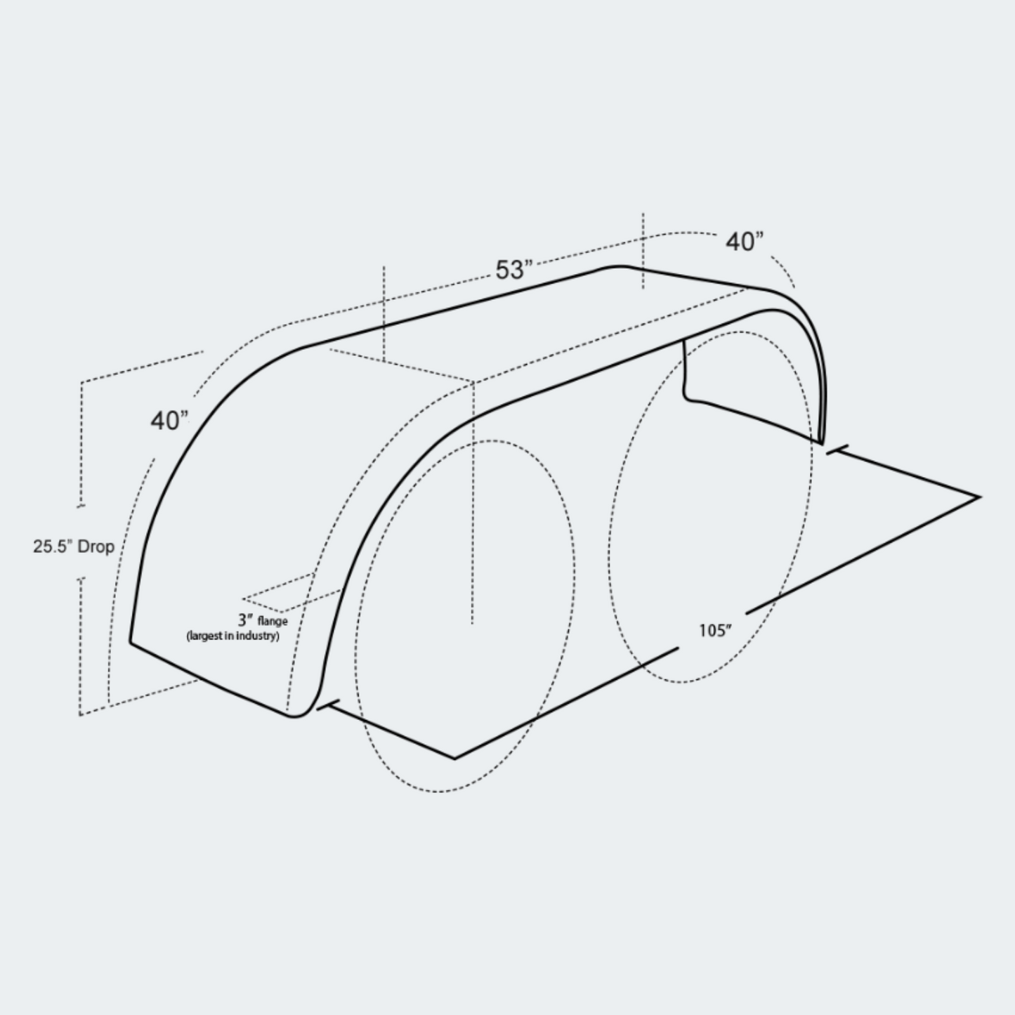 Full Tandem Fender 24X105" 304SS Full Mirror Finish