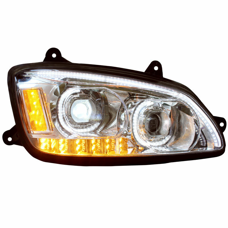 Kenworth T660 LED Projector DRL Headlights In Chrome