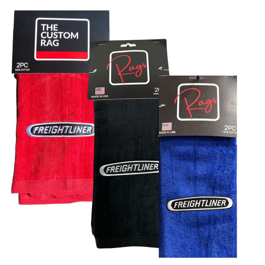 2 PC Freightliner Custom Rag with Black Patch Logo