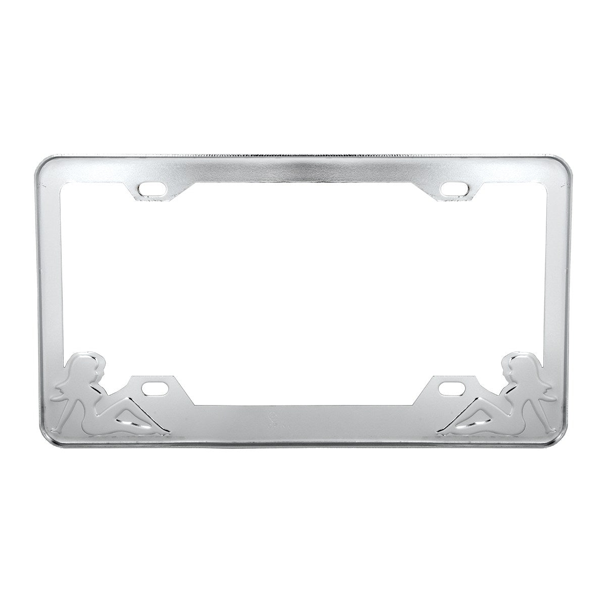 License Plate Frame With Sitting Lady Silhouettes in Red