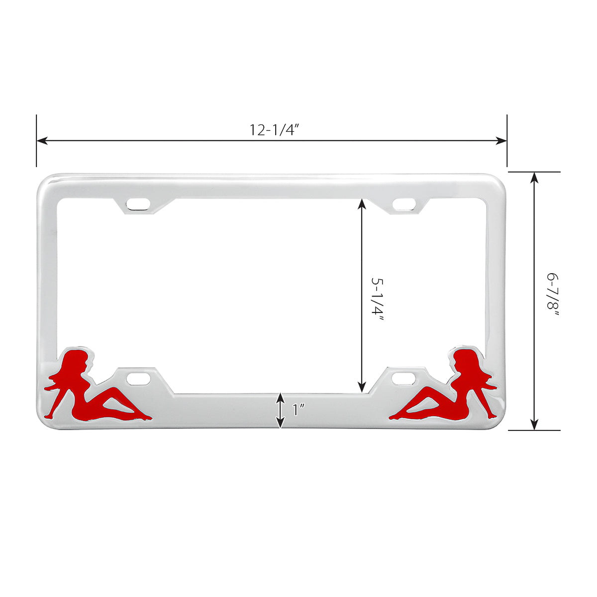 License Plate Frame With Sitting Lady Silhouettes in Red