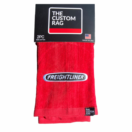 2 PC Freightliner Custom Rag with Black Patch Logo