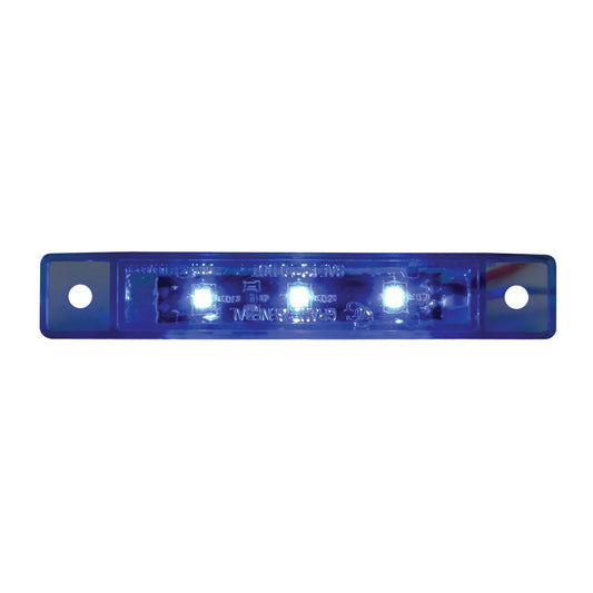 Ultra Thin 3 LED Light With Chrome Bezel in Blue
