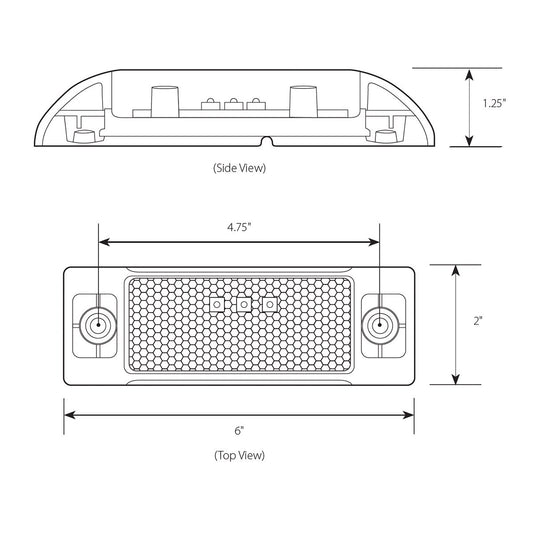Rectangular 3 LED Light with Reflector Lens in Amber