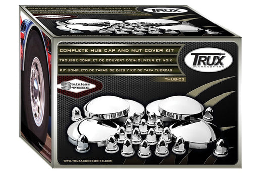 Stainless Steel Front & Rear Hubcap Kit (2 x 6 Notch Front)