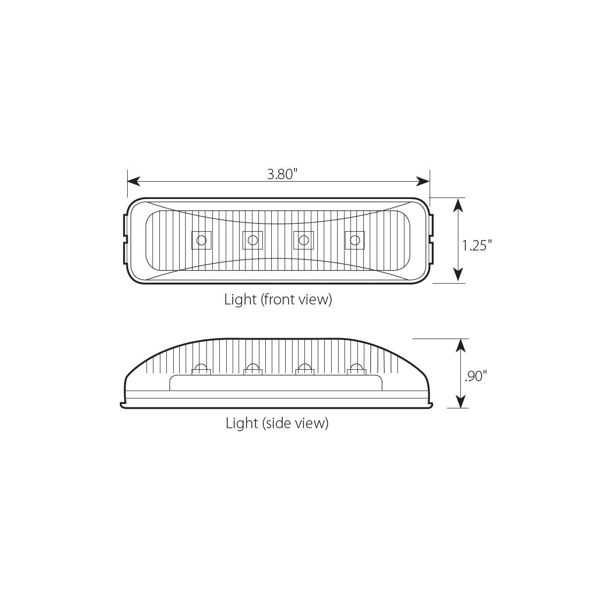 Rectangular 4 LED Light in Amber