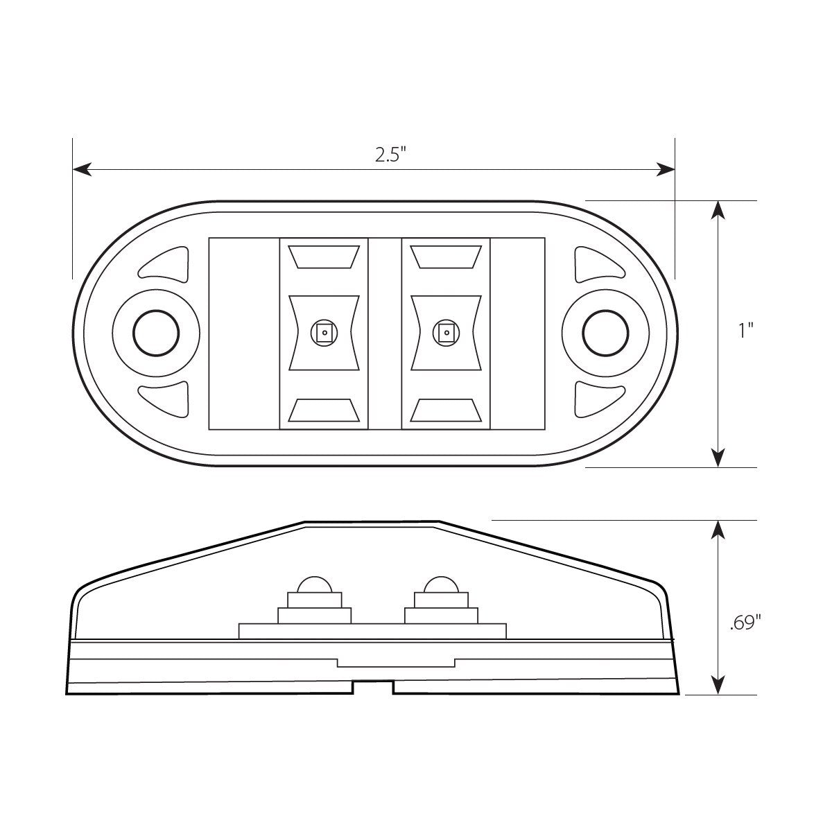 Small Oval 2 LED Light in Amber
