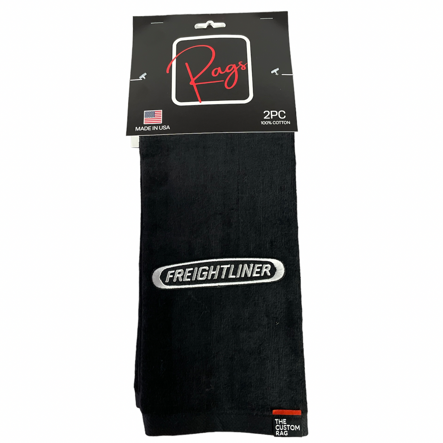 2 PC Freightliner Custom Rag with Black Patch Logo