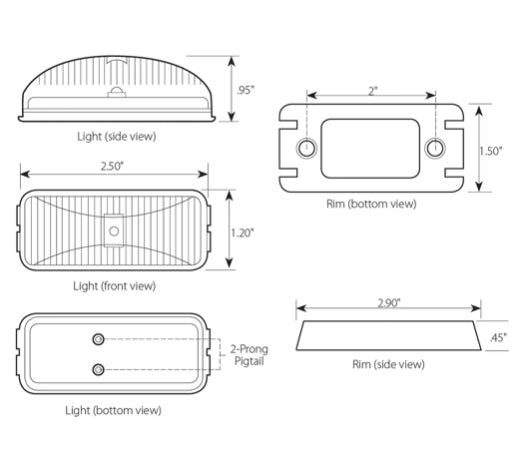 Small Oval 2 LED Light in Red