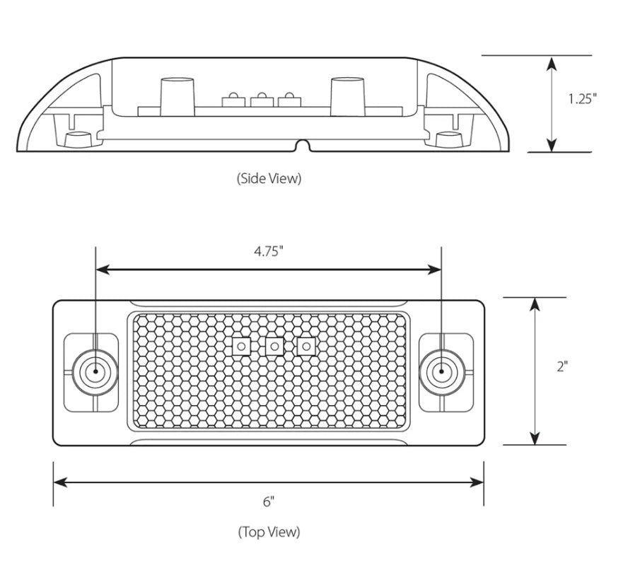 Rectangular 3 LED Light with Reflector Lens in Red