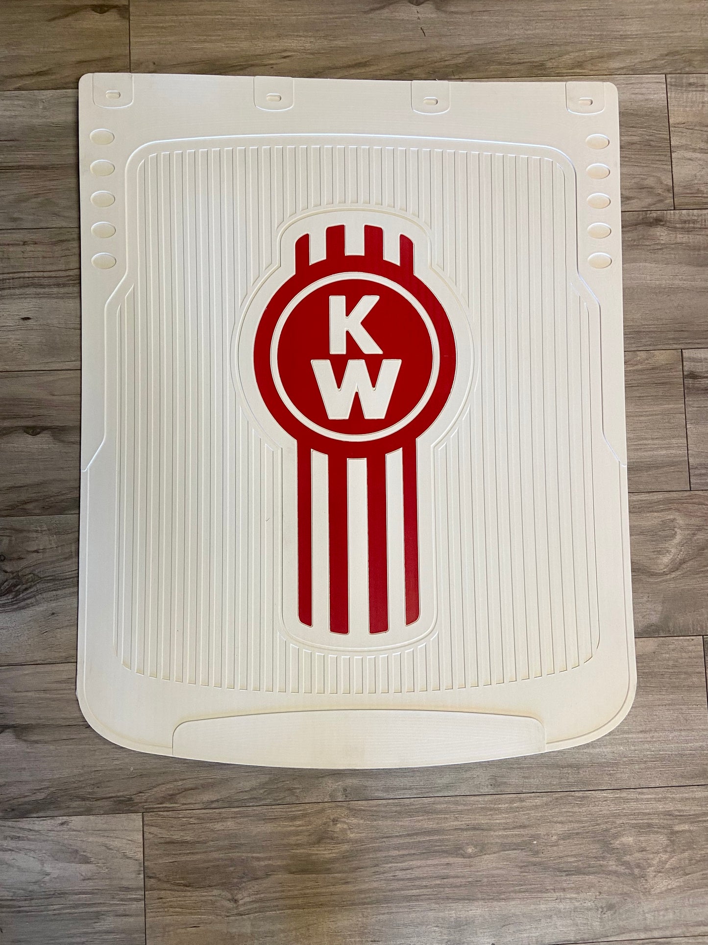 Textured Mud Flaps In White With Kenworth Logo
