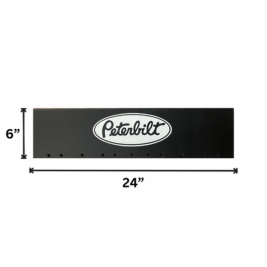 Top Mud Flap with Peterbilt Classic Style in White
