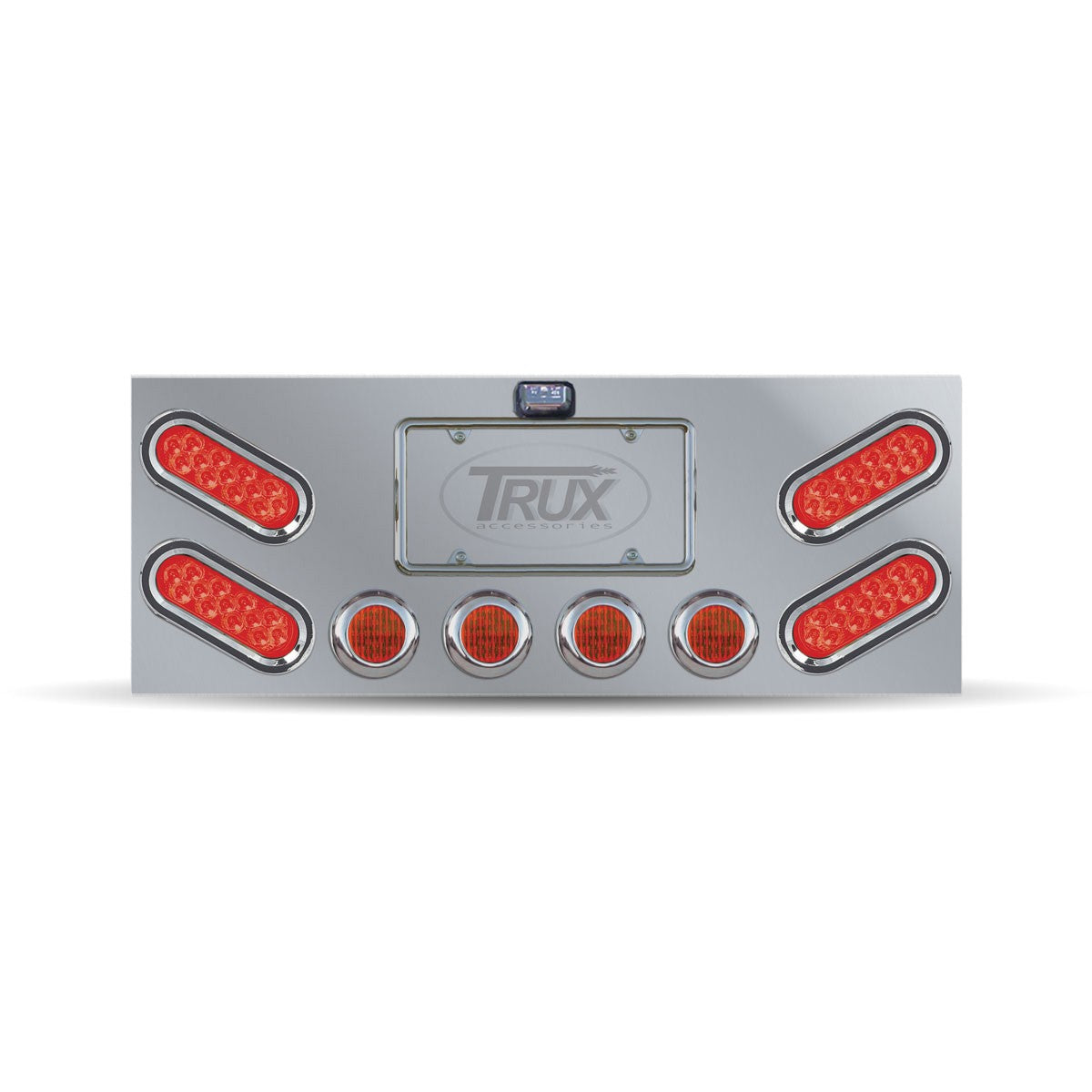 Stainless Steel Rear Center Panel with 4 Oblong & 4 x 2 1/2 LEDs & Bezels"