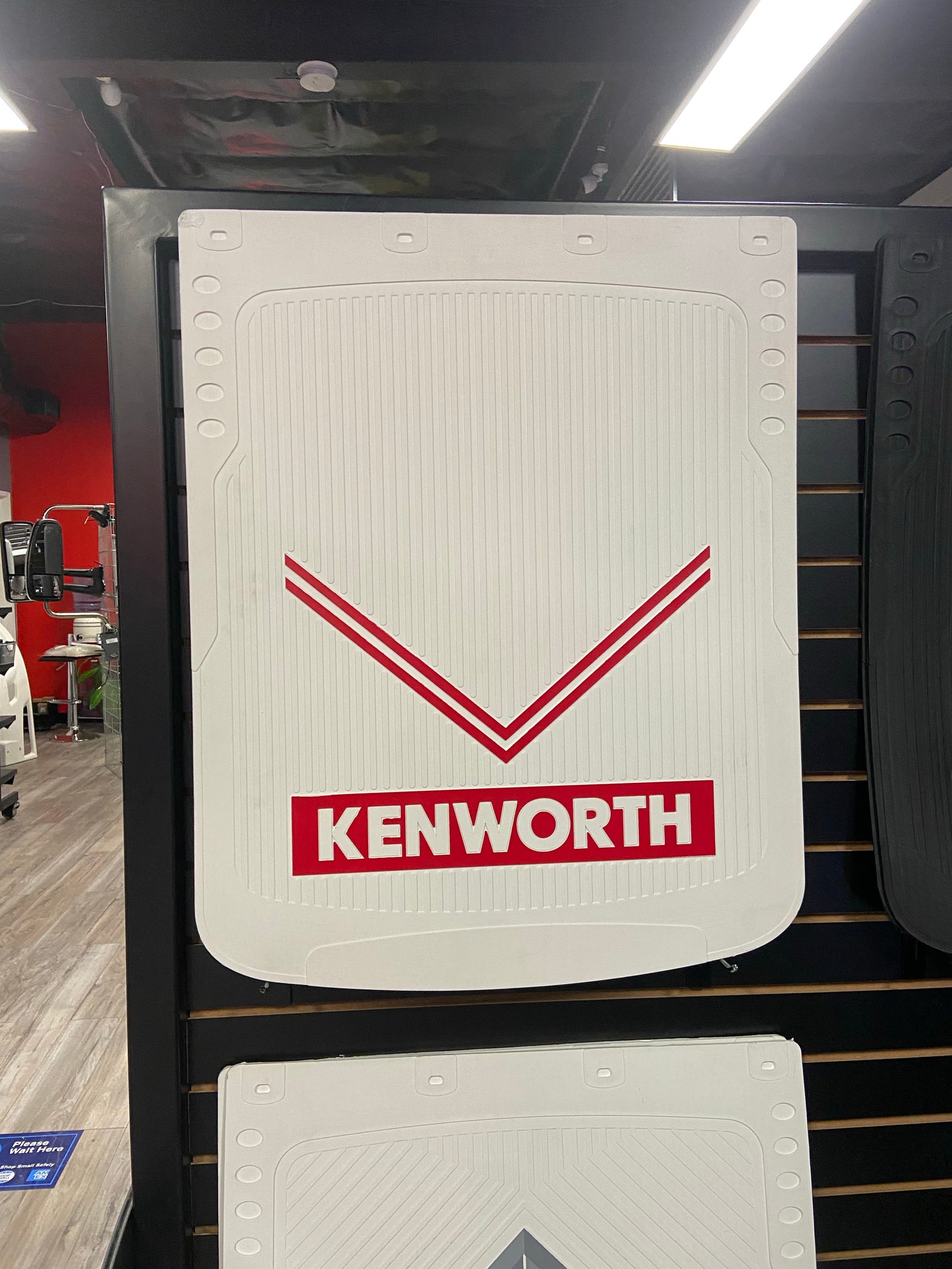 Textured Mud Flaps In White With Kenworth Logo
