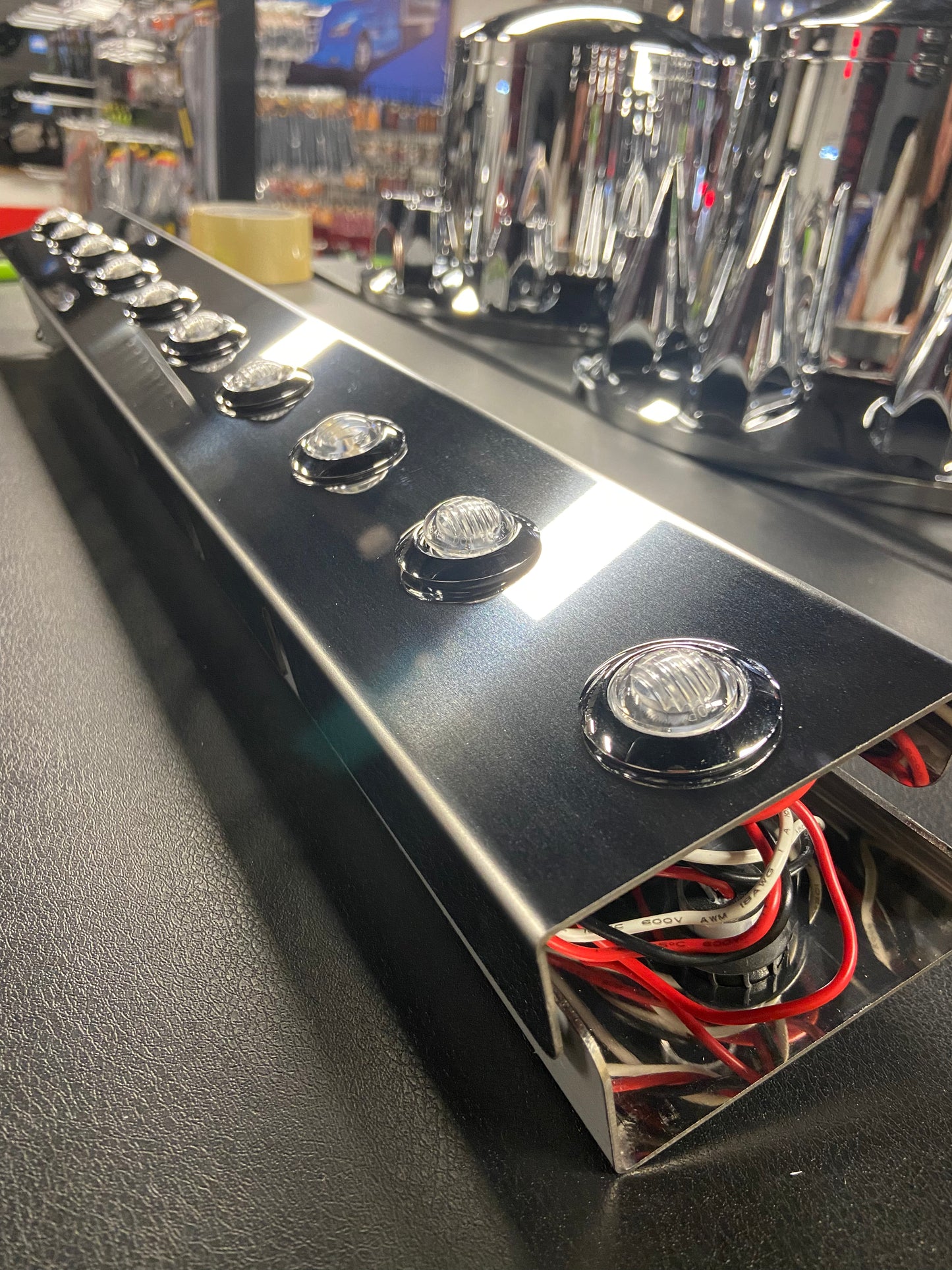 Peterbilt 378-379-388-389 Rear Air Cleaner Light Bar with 20 Clear Button LEDs - 26"