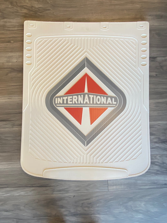 Textured Mud Flaps In White With International Logo SOLD IN PAIRS
