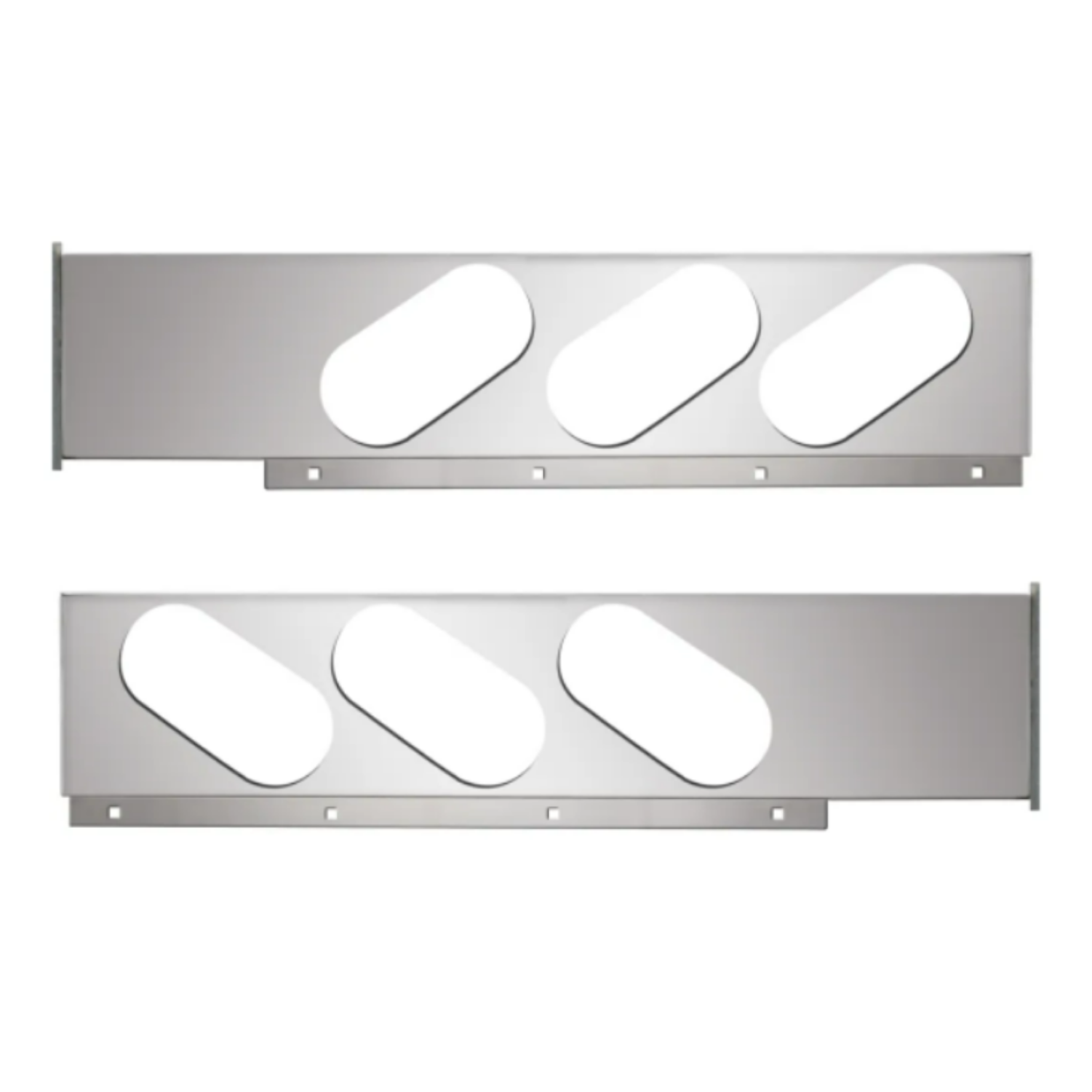 Mud Flap Hanger Set - With Slanted 6 Oval Light Holes, Stainless Stee