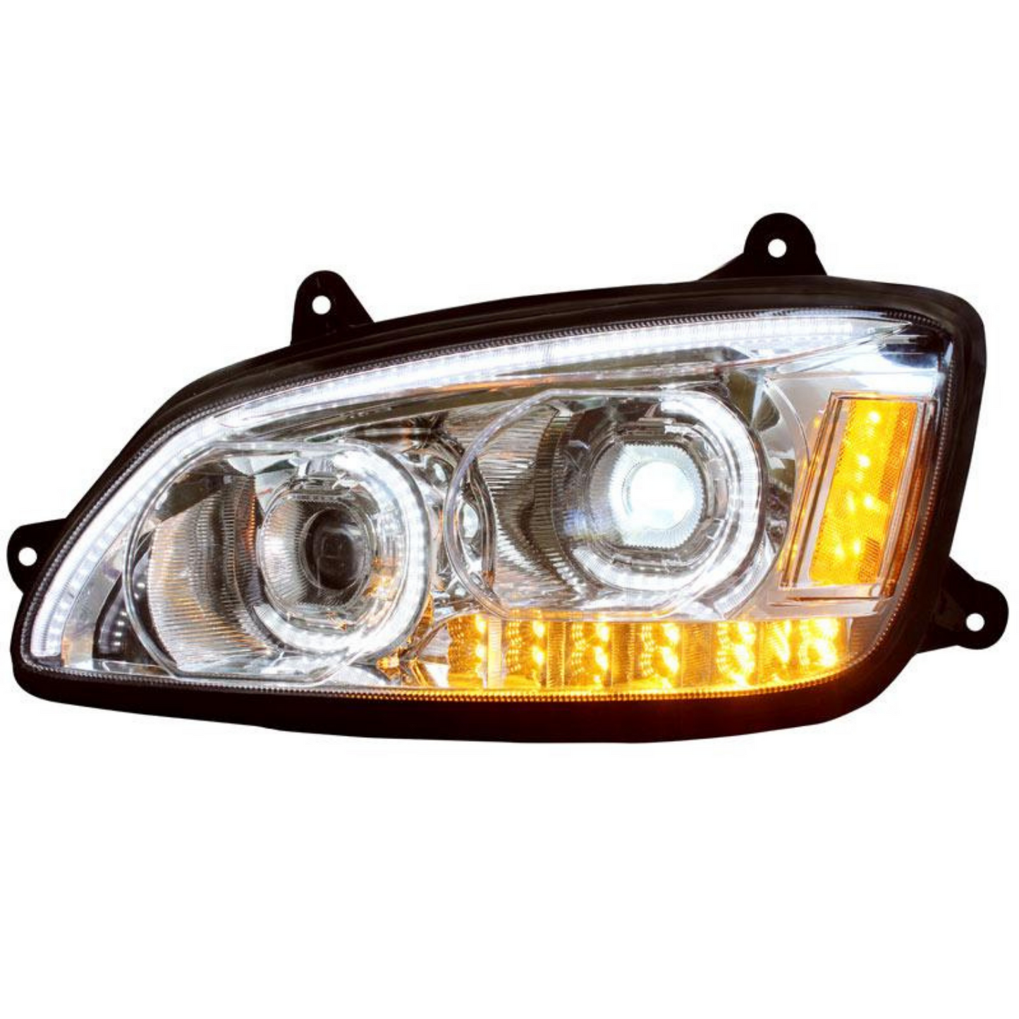 Kenworth T660 LED Projector DRL Headlights In Chrome