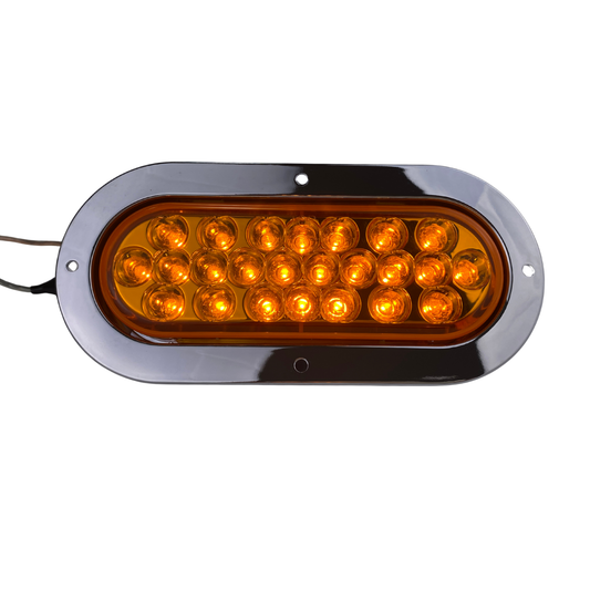 Oval Pearl LED Light in Amber W/ Chrome Bezel
