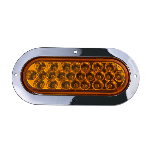 Oval Pearl LED Light in Amber W/ Chrome Bezel