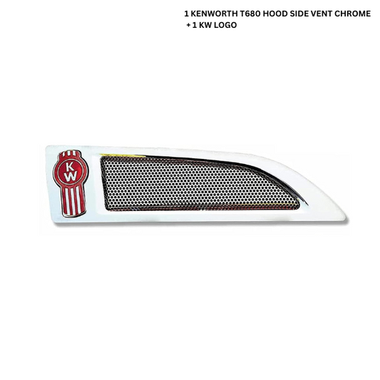 KENWORTH T680 HOOD SIDE VENT CHROME  1st Generation Models (2013 - 2022)(Sold Individually with logo included))