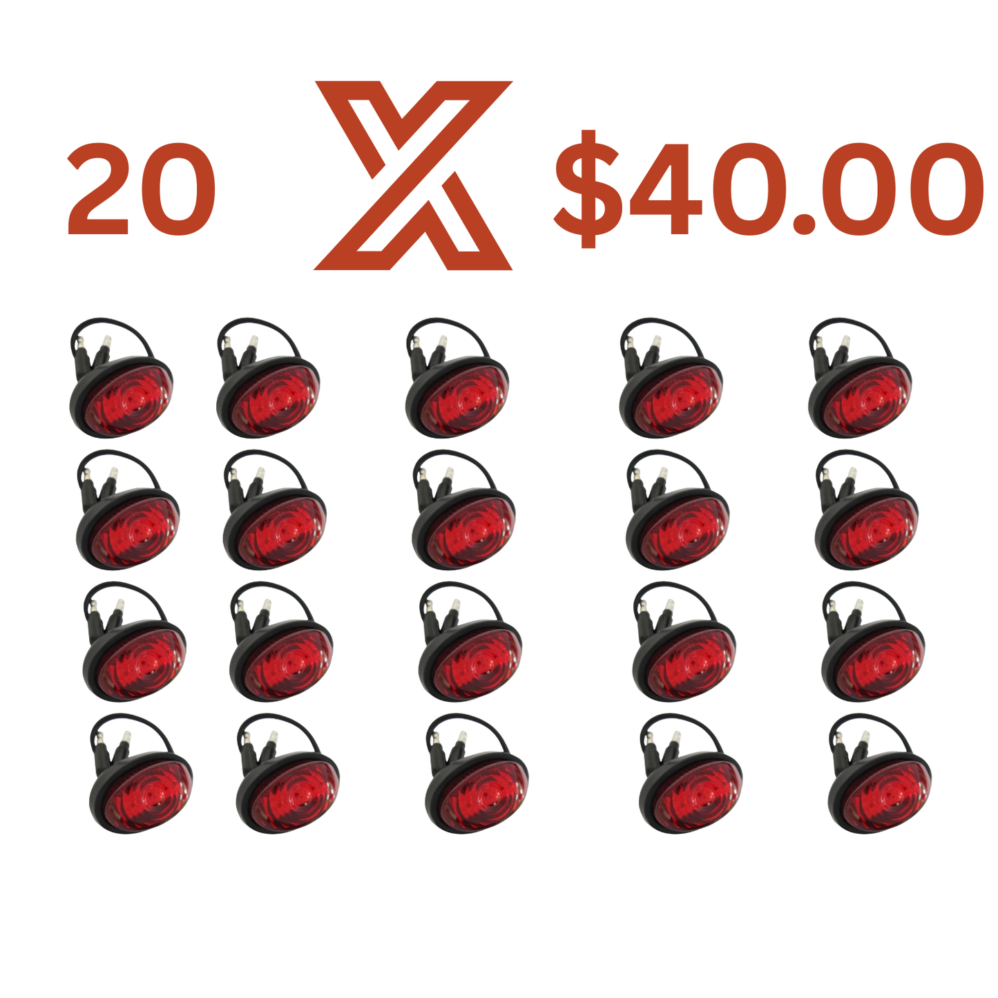 Red Oval 3/4" Pin Light W/Grommet mini light 20X$40