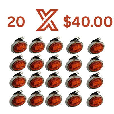 Amber Oval 3/4" Pin Light W/Grommet, Bezel, Plug mini light 20X$40.00