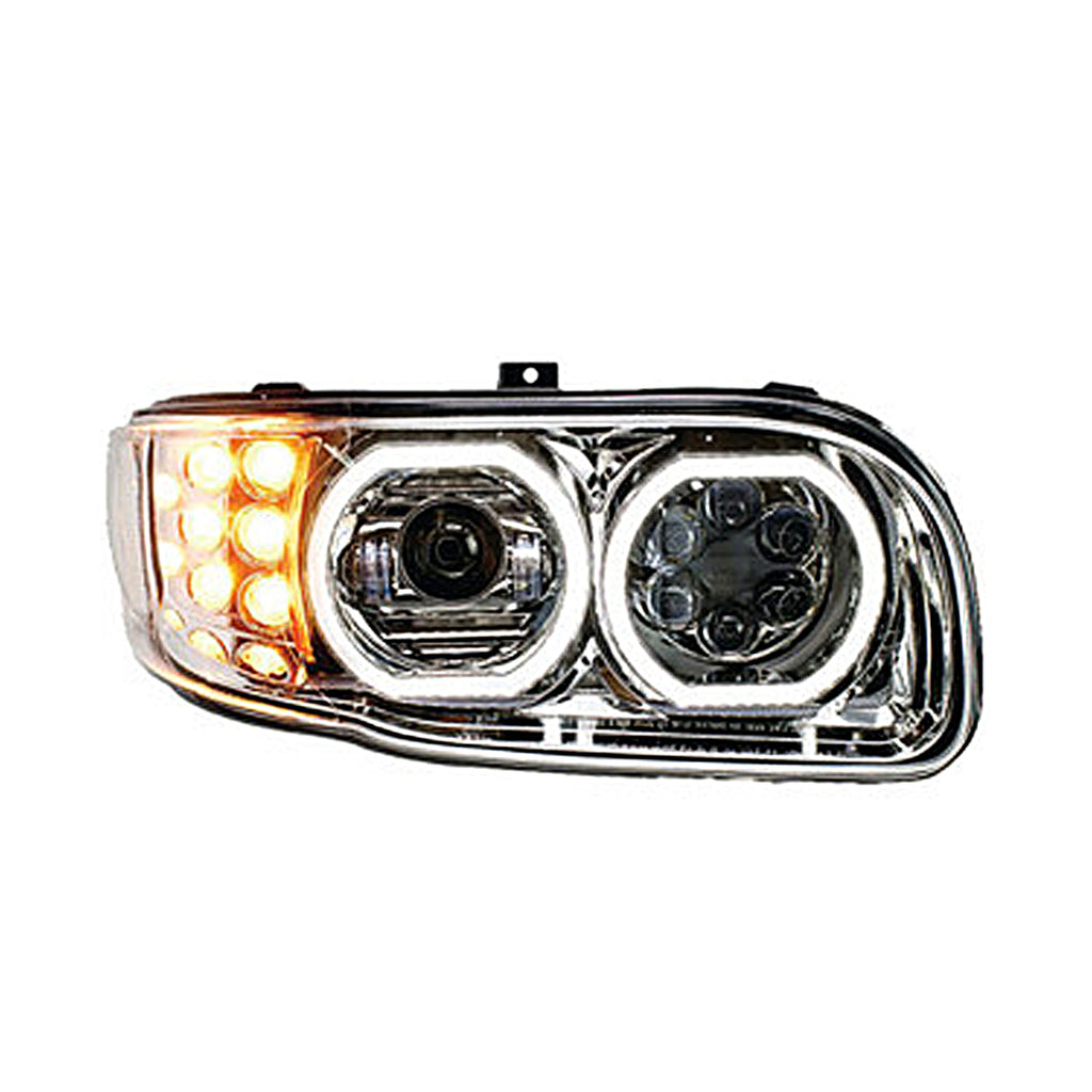 Peterbilt 388/389 Full LED Headlight Available in Black or Chrome
