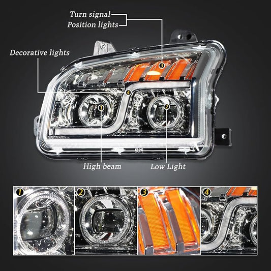 Kenworth T880 LED Projector Chrome Headlight