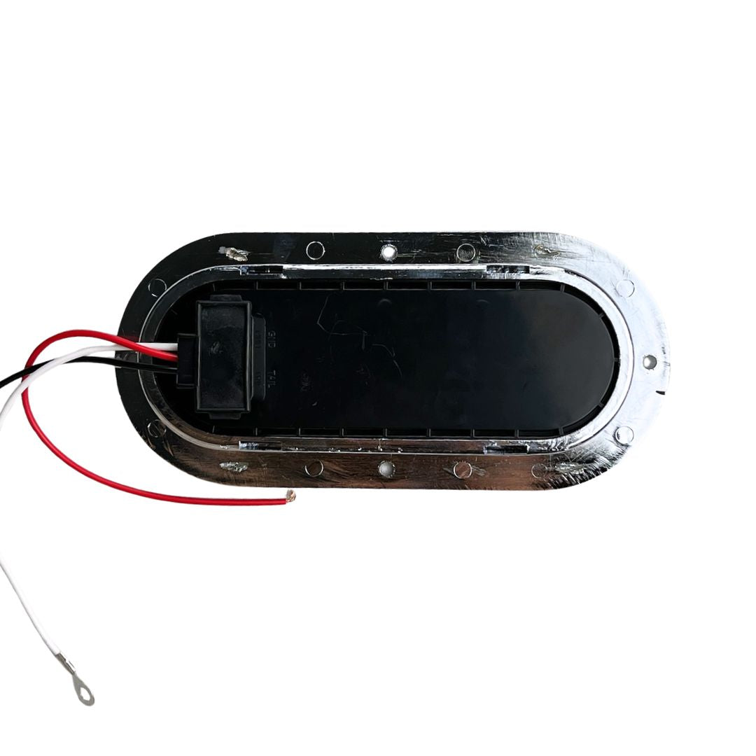 Oval Red LED Turn Signal Light in chrome bezel
