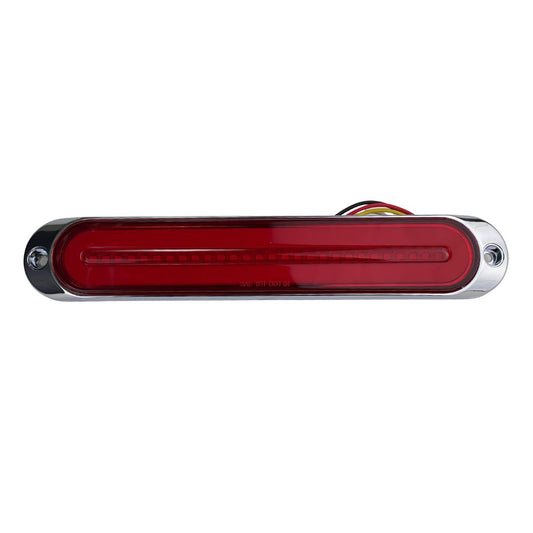 LED Brake light color-RED STROBE Chrome Bezel,10-30 Volts