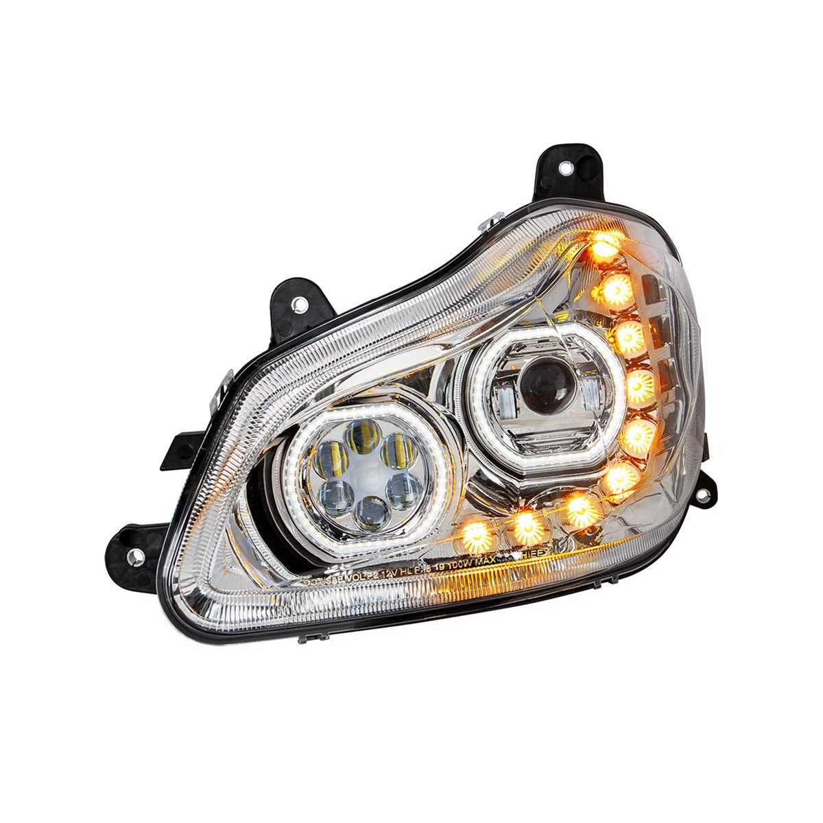 Kenworth T680 Headlight Full LED 2013-2021,Available in Chrome or Black Housing